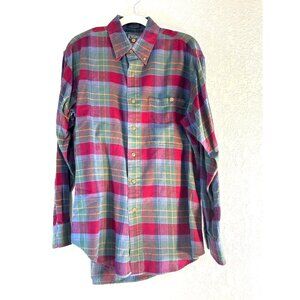 Chaps Ralph Lauren Shirt Mens Size M Multi Plaid Flannel Long Sleeves Flaw Missi